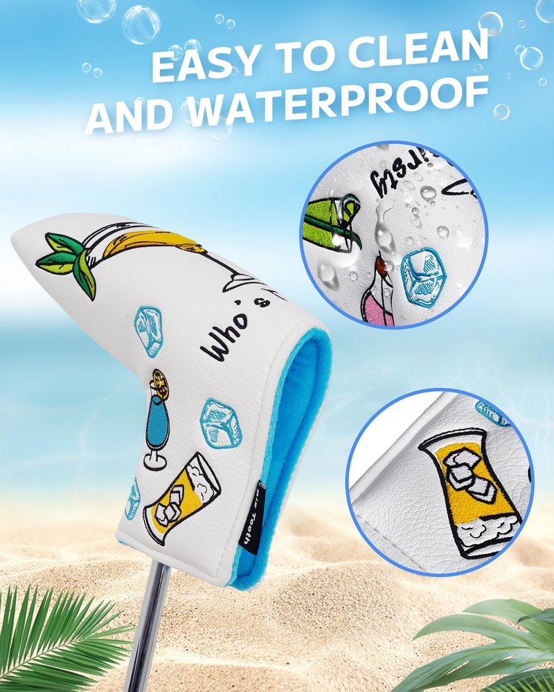 Big Teeth Golf 19th Hole Driver Headcover, Drink-Themed Cover,Funny and Cute Putter Cover White Golf Club Covers Golf Gifts (Blade)