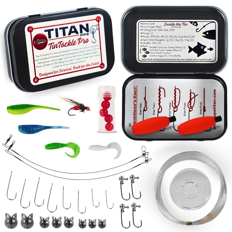 TinTackle Pro – Compact Survival Fishing Kit with Mini Finger Reel | Ultralight Emergency Fishing Gear for Camping, Hiking & Outdoor Survival