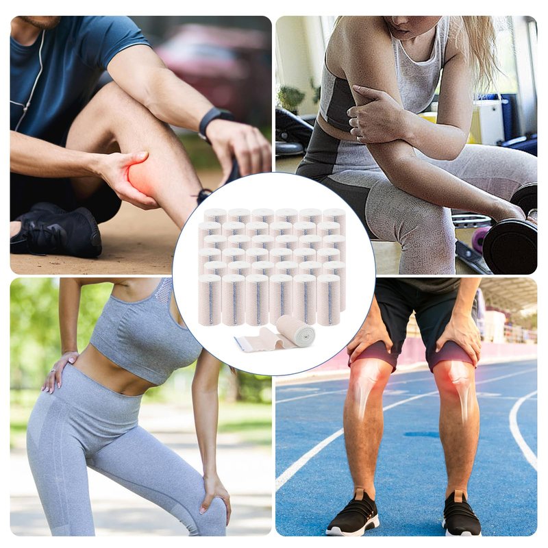 36Pcs 4 Inch Elastic Bandage Wrap with Self Closure on Both Ends, Athletic Stretchable Bandage Wrap, Compression Wrap Bandage for Legs, Knees, Ankles, Wrists, Elbows, Shoulders