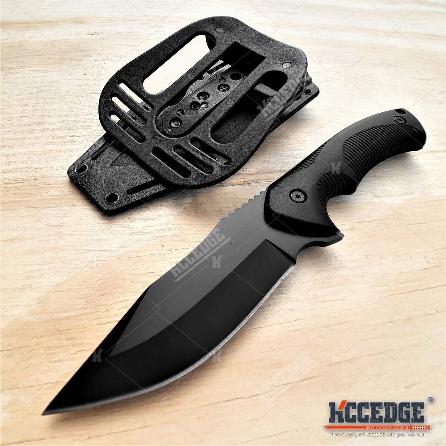 KCCEDGE Tactical Knife Hunting Knife Survival Knife 9" Full Tang Fixed Blade Knives Camping Accessories Camping Gear Survival Kit Survival Gear And Equipment Tactical Gear 80213 (Black)