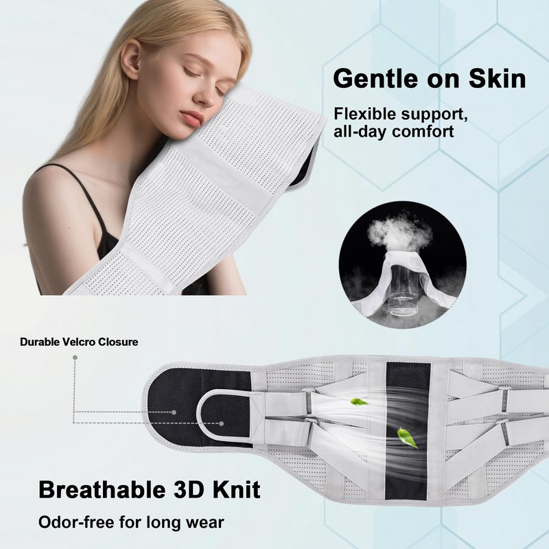 Back Brace for Lower Back Pain Relief - 4X Stronger Lumbar Support Belt with Heating Massage Pad, Adjustable Posture Corrector for Sitting Long Hours, Breathable & Thin Father's Day / Birthday Gifts, XL (Waist 32 - 39")