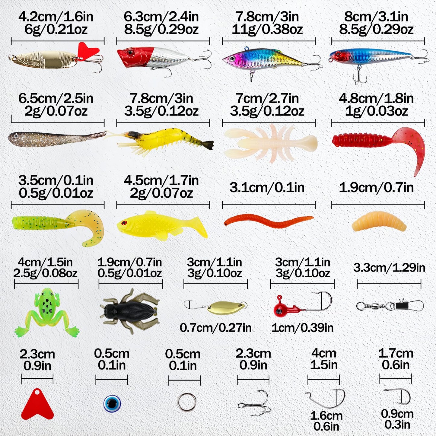 Balifly Bass Fishing Lures Kit Freshwater Fishing Tackle Set Include Topwater Lures Spoon Lures Soft Plastic Baits Hooks Snap Swivels for Freshwater Saltwater Fishing Started Kit FS/TZ-02(77pcs)