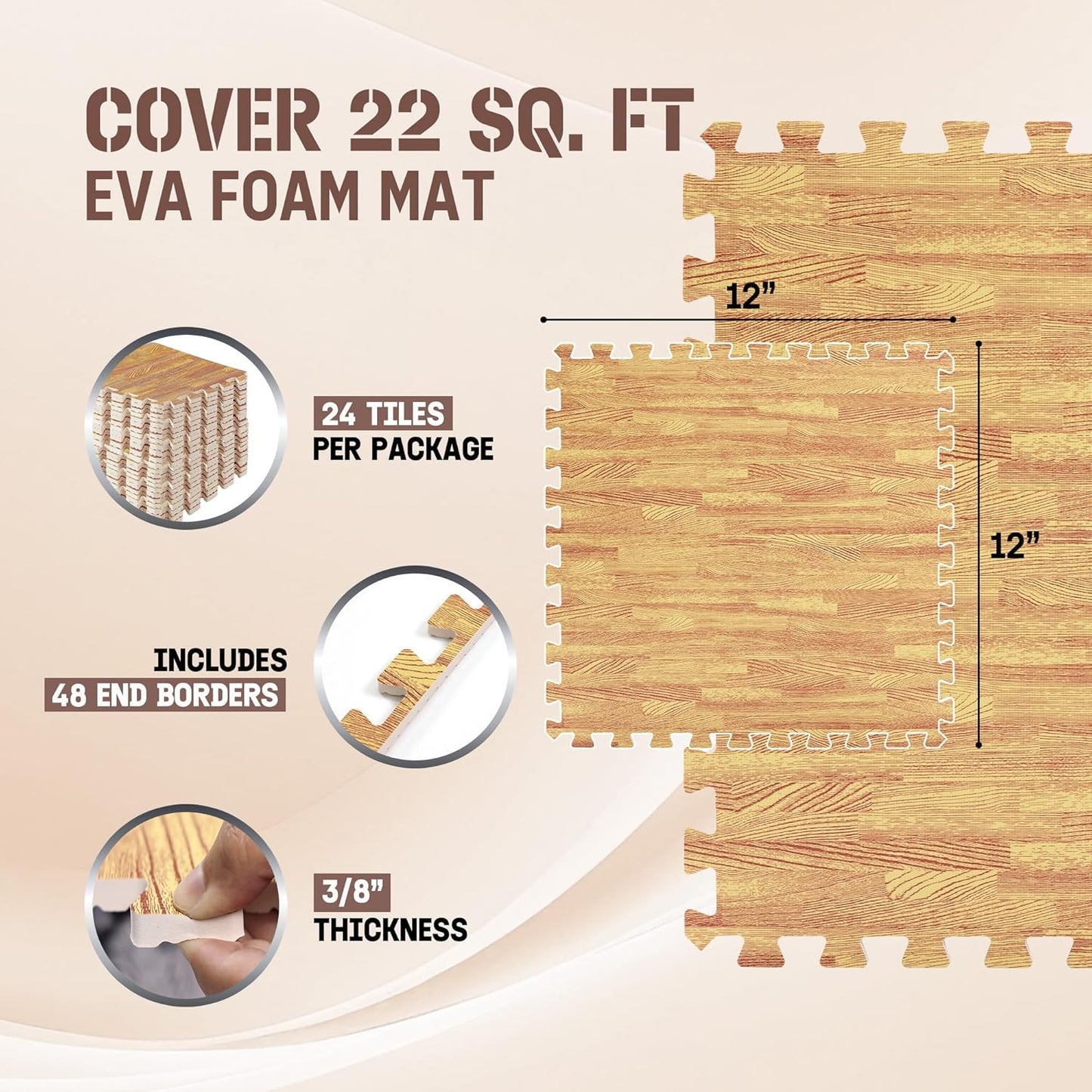 EVA Interlocking Mats - Puzzle Floor Tiles for Home & Garage | Foam Padding, 11-32 SQFT Options