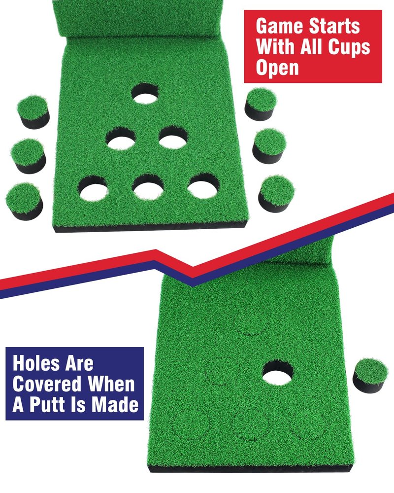 GEAVESS Golf Putting Game Set for Indoor & Outdoor, Portable Golf Pong Putting Green Mat with 2 Putters, 2 Balls,12 Hole Covers, 1 Storage Bag for Home, Backyard, Office & Party