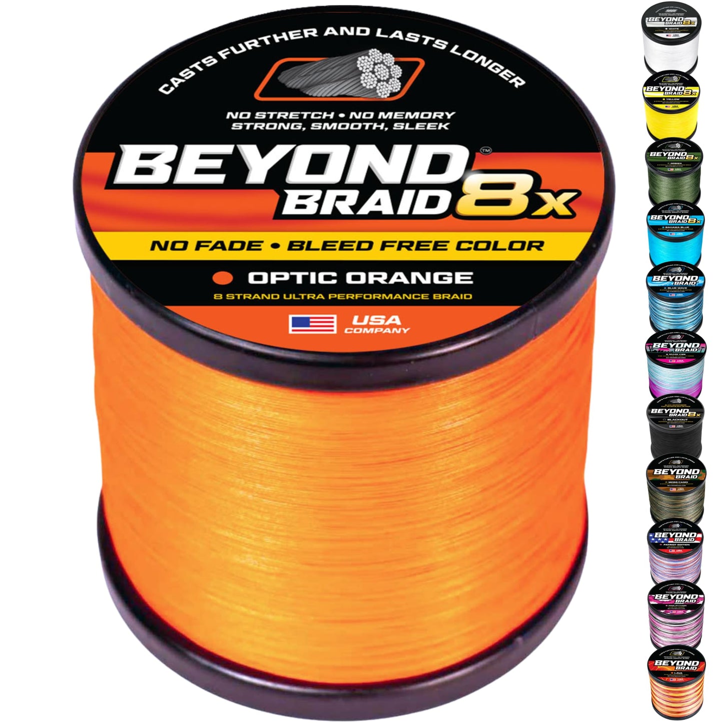 Beyond Braid Braided Fishing Line - Optic Orange 8X -No Fade/2000/Yards/60LB