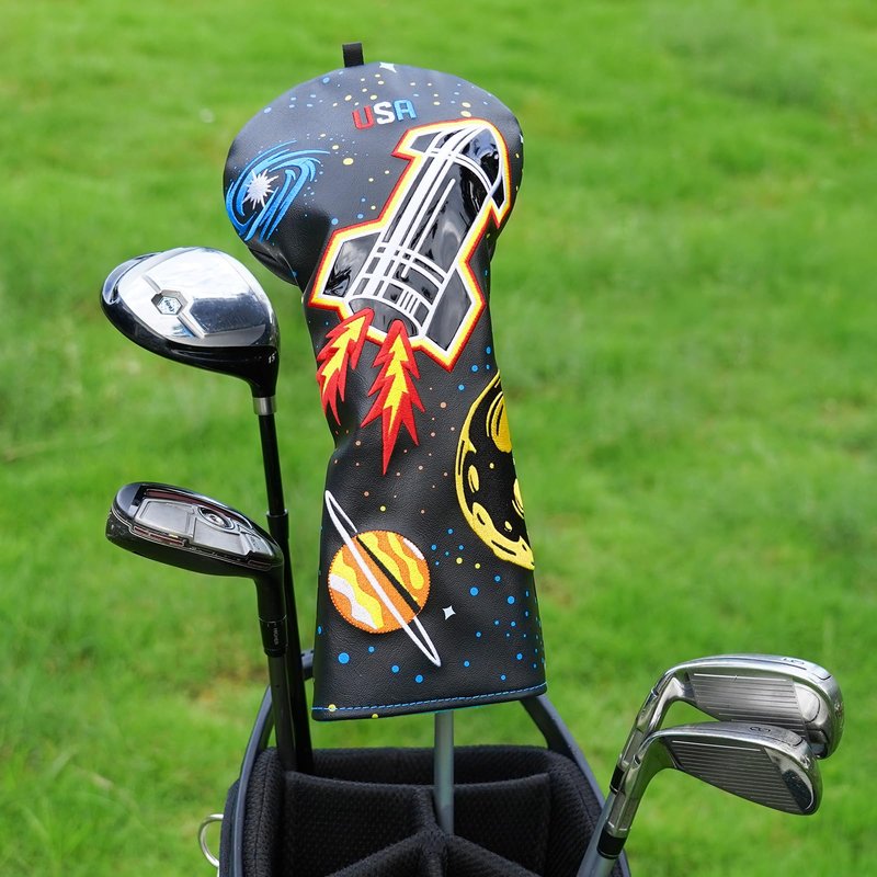 LZFAN Golf Club Head Cover Golf Head Cover Driver Fairway Hybrid Club Head Cover Wood Headcover Embroidered Planets (Driver)