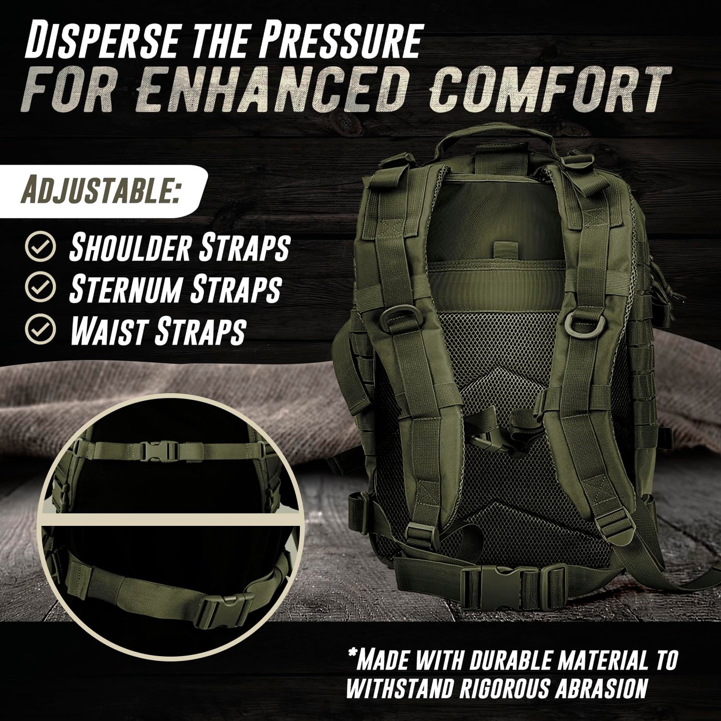 Tru Salute 45L Military Tactical Backpack Large Army 3 Day Assault Pack Molle Bugout Bag Rucksack (Amy Green)