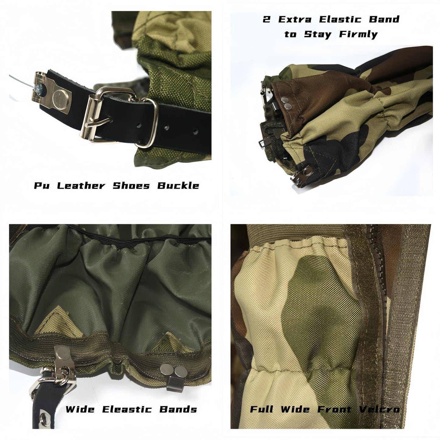 Adjustable Snake Gaiters for Men & Women, Camo Snake Proof Boot Gators, Snake Bite Protection Guards Chaps, Waterproof Leg Gators for Hiking, Hunting, Snow, Snowshoeing, Rattlesnake