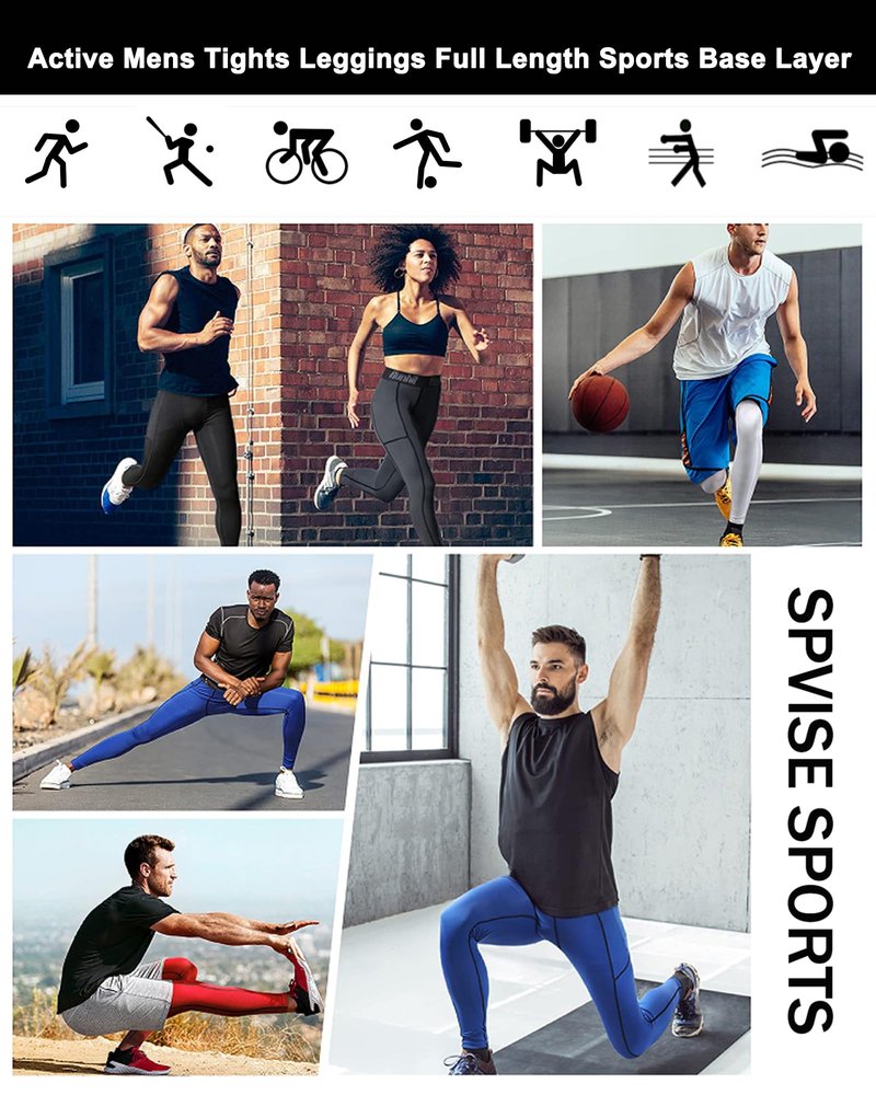 SPVISE Purple Men's Soft Compression Pants Tights Leggings Running Workout Pants Active Base Layer for Basketball Football