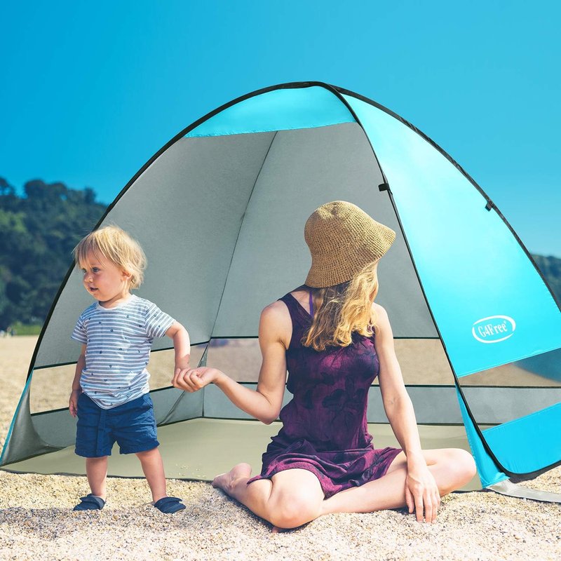 Large Pop-Up Beach Tent for 3-4 People - UPF 50+ Automatic Sun Shelter & Portable Outdoor Canopy
