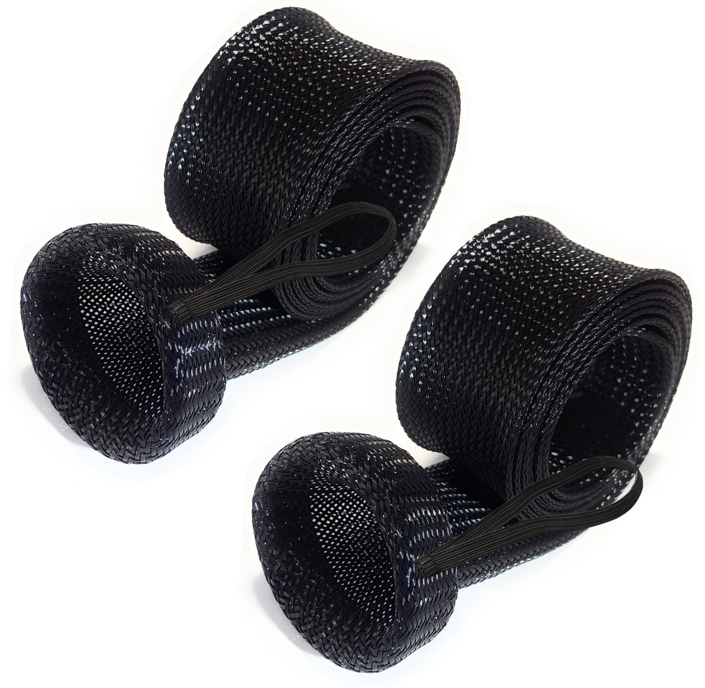Reaction Tackle Rod Socks, Fishing Rod Sleeves and Covers for Spinning and Casting Rods, Breathable Mesh Rod Protectors with Elastic Band - Spinning / Point End / 2" x 67" Black (2-Pack)