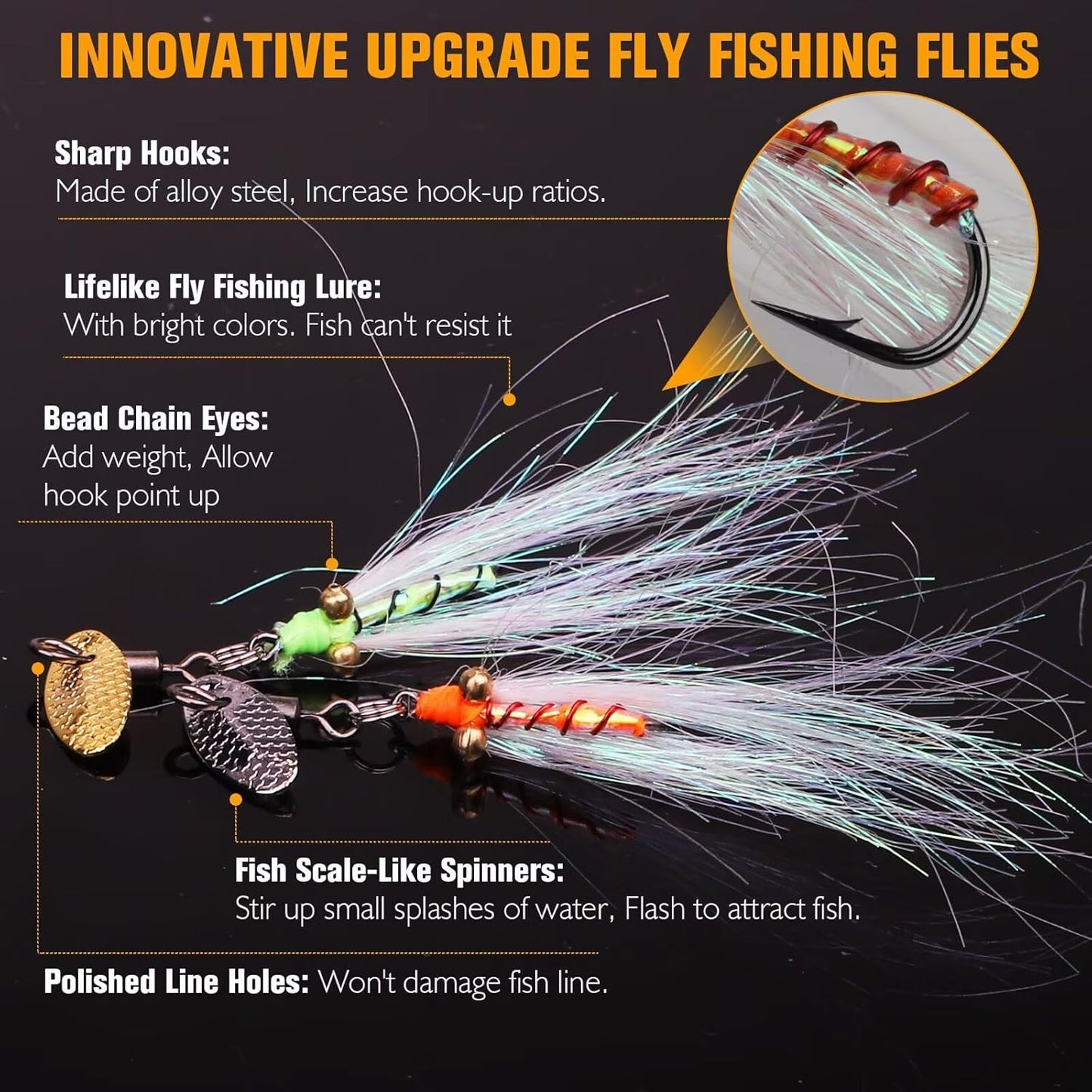Dovesun Fly Fishing Lures - Wet Flies for Bass, Sunfish, Pike & Trout | 5PCS/10PCS Set