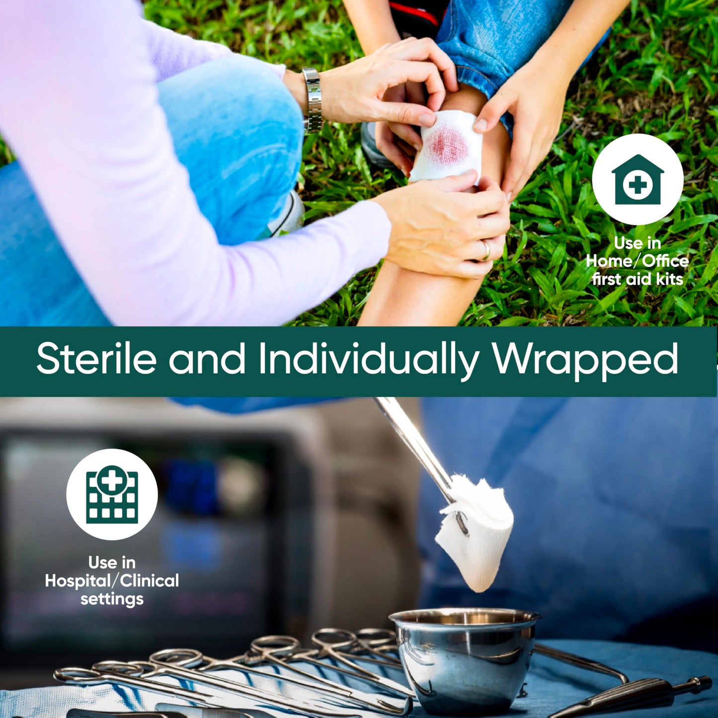 100pc Sterile 4x4 Non-Stick Gauze Pads with Adhesive Medical Tape & 15 Alcohol Wipes – Hypoallergenic Highly Absorbent Non-Adherent Dressing Sponges for Effective Wound Care and First Aid Supplies