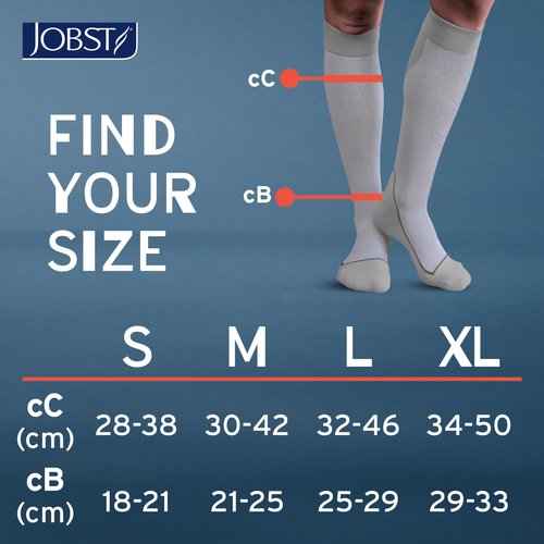 BSN Medical 7529002 JOBST Sock, Knee High, 20-30 mmHg, Closed Toe, Large, White/Grey