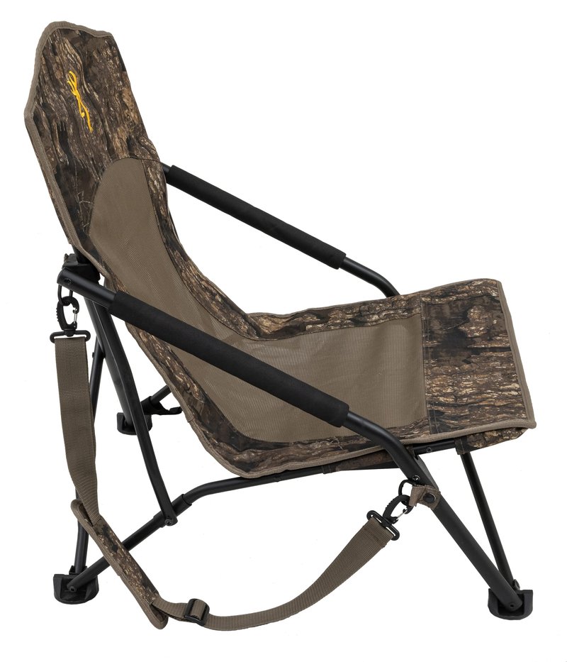 Browning Strutter Camo Turkey Hunting Chair with Foldable Low Profile Compact Design, Durable Steel Frame, and Padded Shoulder Carry Strap and Carry Bag