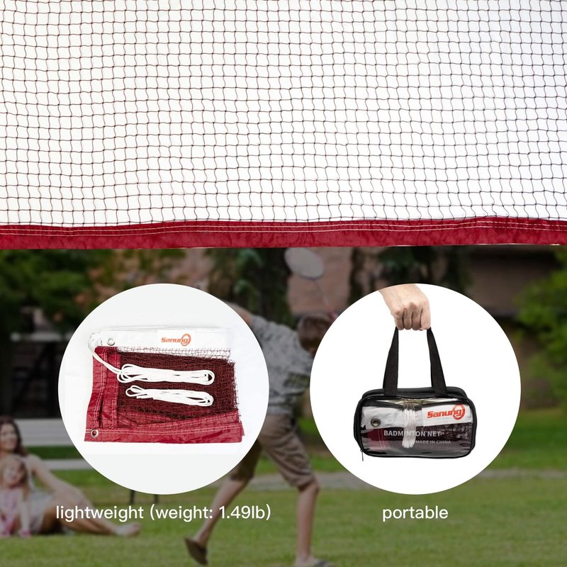 Sanung Portable Badminton Net, Standard Size Indoor Outdoor Polyester Badminton Net Replacement for Backyard Beach Garden, All Weather-Proof and Wear-Resistant, 20FT x 2.5FT
