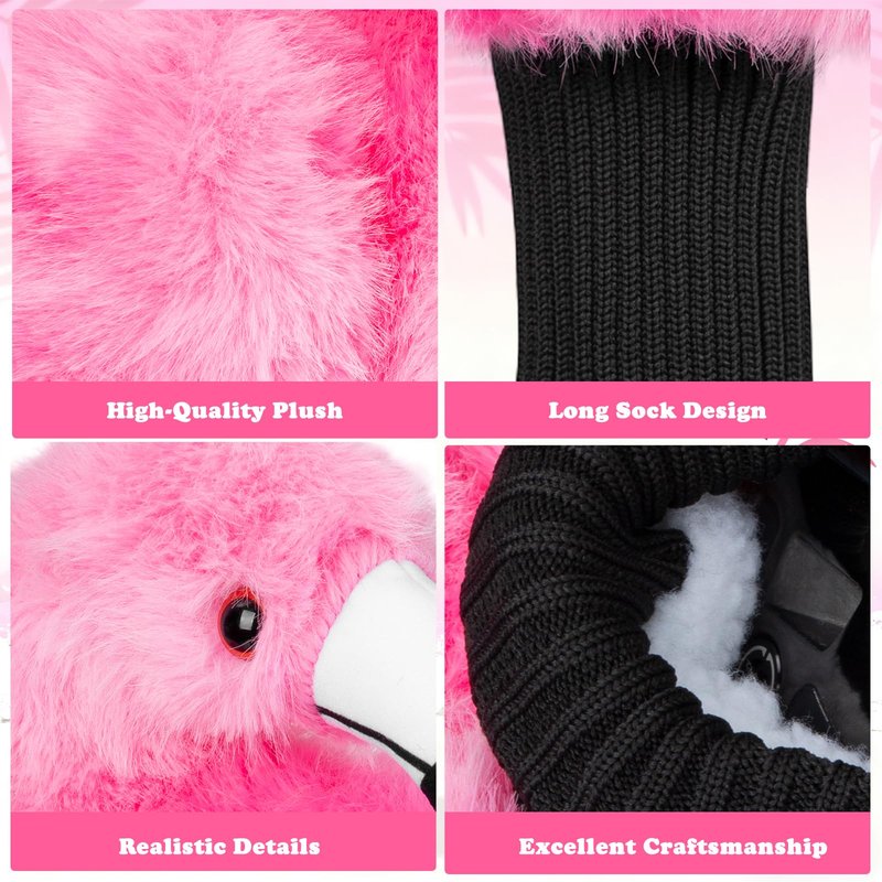 Funny Driver Headcover - Long Neck Plush Funny Golf Club Cover, Animal Flamingo Golf Headcovers for Driver
