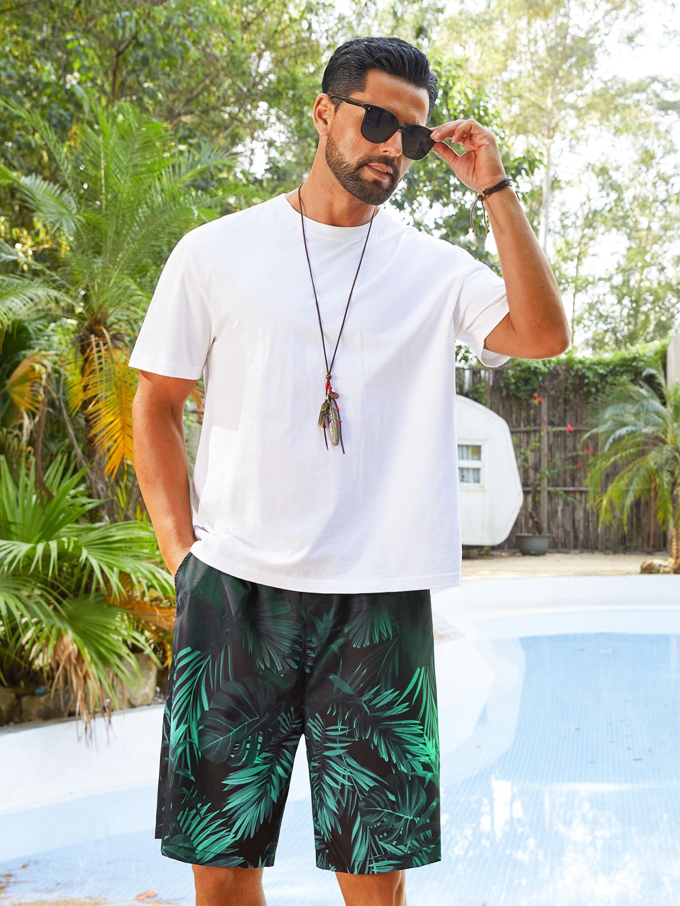 Hardaddy Men's Swim Trunks Quick Dry Bathing Suit Swimming Board Shorts Mesh Lining Hawaiian Beach Swimwear with Pockets Green XL