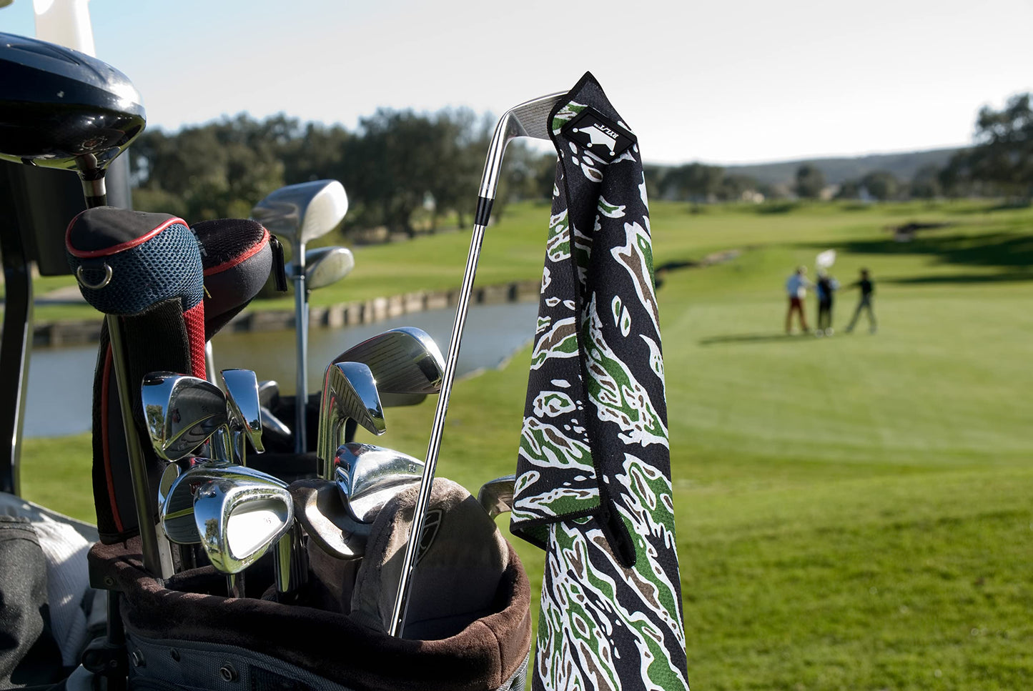 RYL/T Magnetic Golf Towel with Center Cut and Loop Attachment, Strong Magnet Attaches to Anything Metallic, Perfect Golf Bag or Cart Accessory