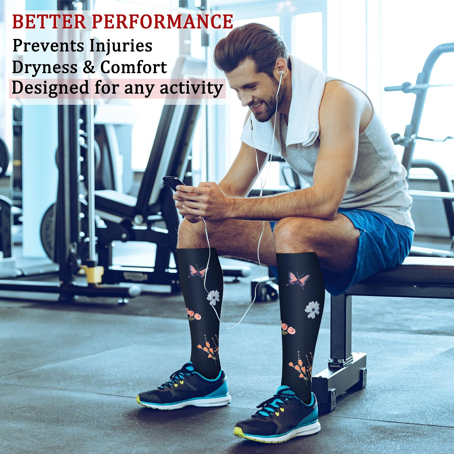CHARMKING Compression Socks for Women & Men Circulation (8 Pairs) 15-20 mmHg is Best Support for Athletic Running, Cycling (L/XL, Multi 62)