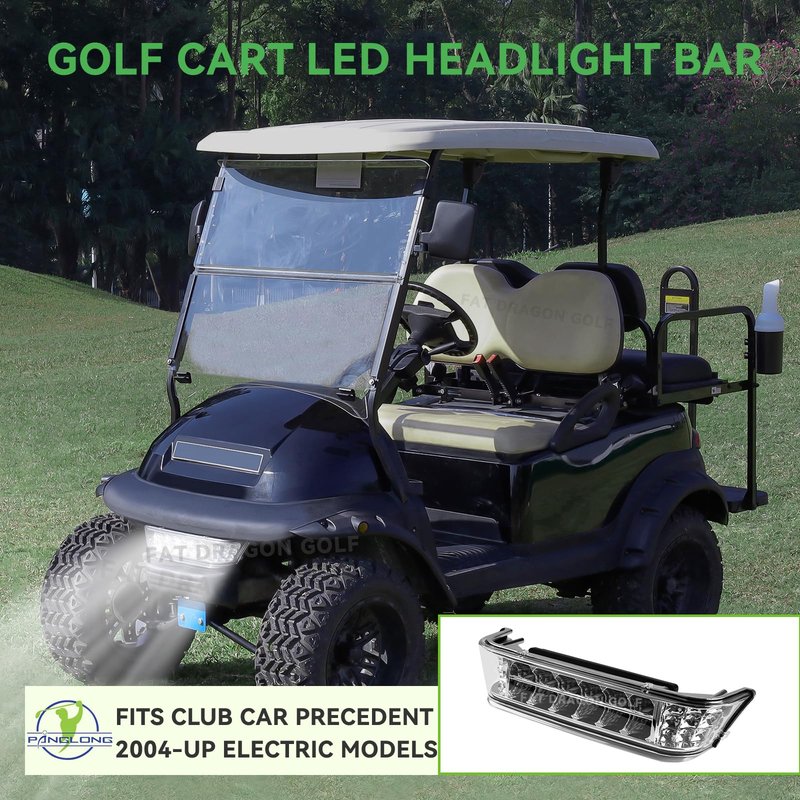 Panglong Golf Cart LED Headlight Bar, 12V Front Replace Head Light Bar, Suitable for 2004-Up Club Car Precedent with Front Head Light Electric and Gas Models, Replaces OEM# 102524801,1025248-01