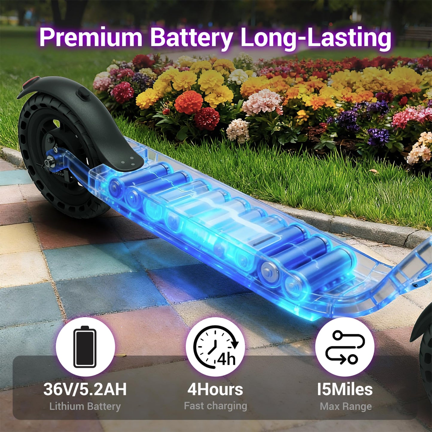 Aovowheel Electric Scooter for Adults, Folding E Scooter with 350W/500W Motor 19 Mph Top Speed, Max 19-23 Miles Long Range, 8.5''Tires Commuting Scooters with Dual Brakes System, APP
