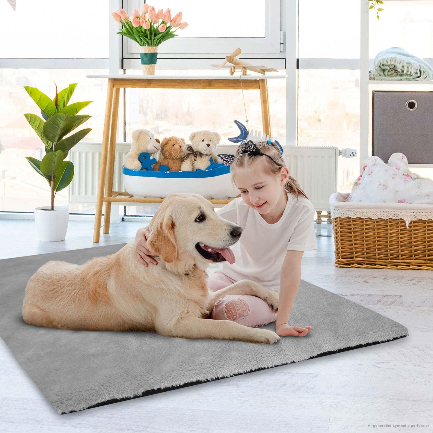 Explore Land Dog Crate Pan Cover with Fluffy Top and Waterproof TPU Lining, Washable Pan Enclosure Cover for 42 inch Pet Cage