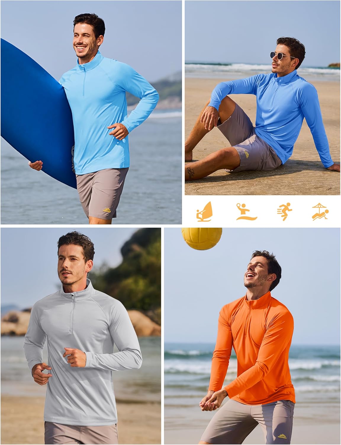 Men's Athletic Long Sleeve 1/4 Zip Rash Guard | UPF 50+ Sun Protection Running Shirt