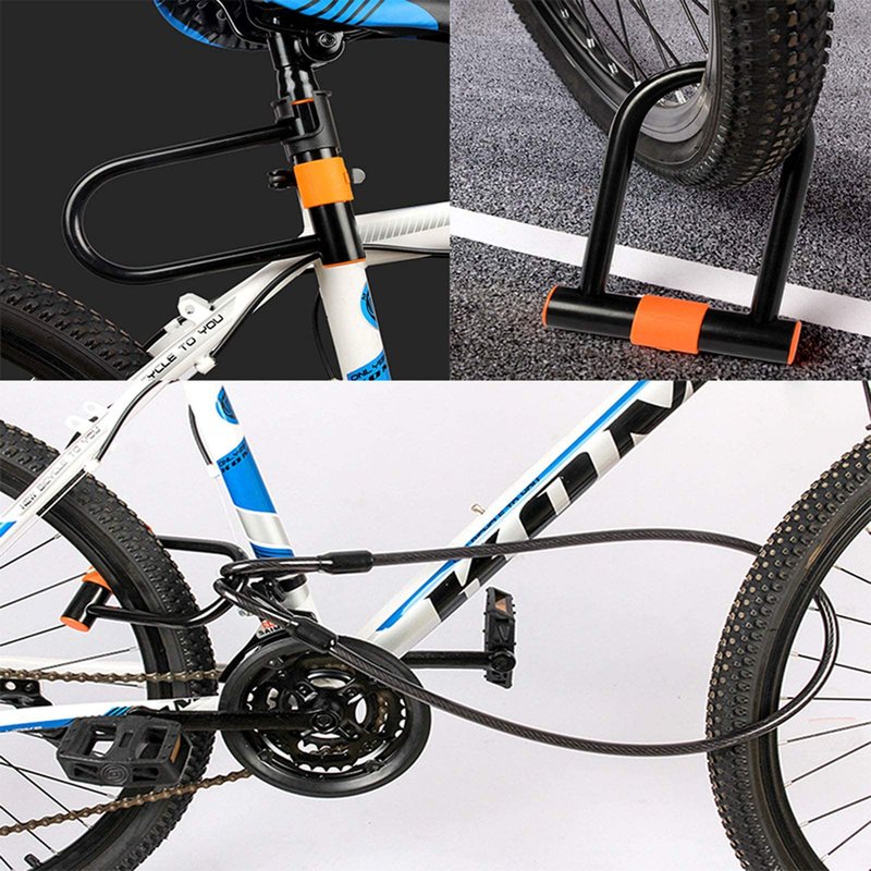Bike U Lock with Cable Heavy Duty Bike Lock Bicycle U Lock, 14mm Shackle and 3.77ft Length Cable with Mounting Bracket for Bike Motorcycle and More