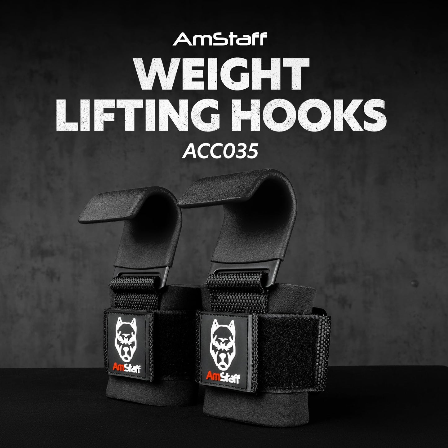 AmStaff Fitness Weight Lifting Hooks (Pair) - Gym Wrist Straps with Steel Hooks for Weightlifting, Pull-Ups, Deadlifts, Strength Training, and Fitness Workouts - Adjustable Neoprene Wrist Support