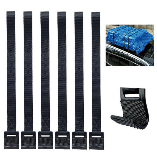 Rooftop Cargo Tie Down Door Hook Straps - Secure Any Roof Bag, Rack Cargo Carrier, Car Top Frame Gear Replacement, No Roof Rack Required, Compatible with SUV, Jeep, 6Pcs Anti-Scratch