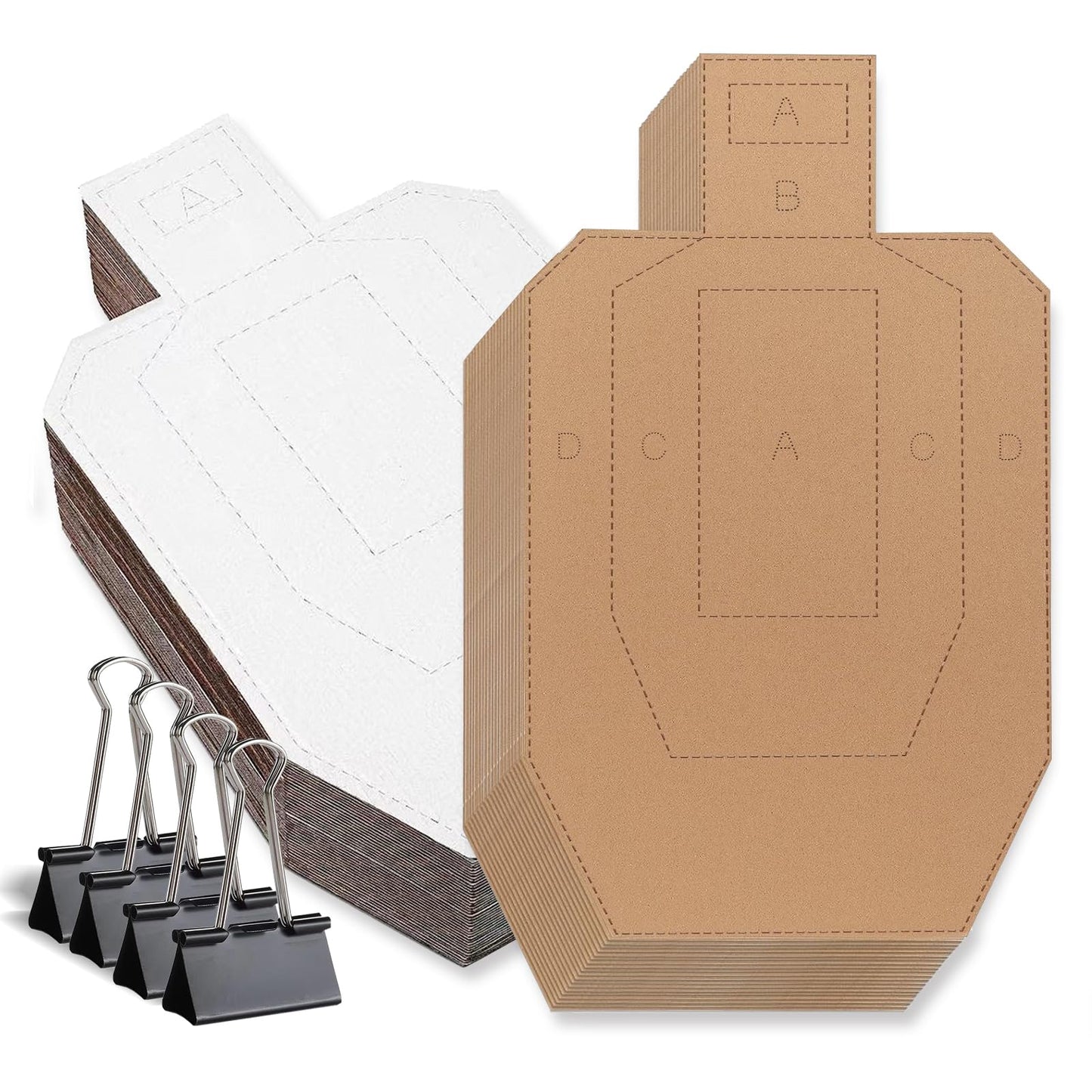 Shooting Targets – 30x18 Inch Cardboard Targets with 4 Clips – Heavy-Duty Corrugated for Pistol & Rifle Practice – Pre-Marked Scoring Zones for Range & Training Use