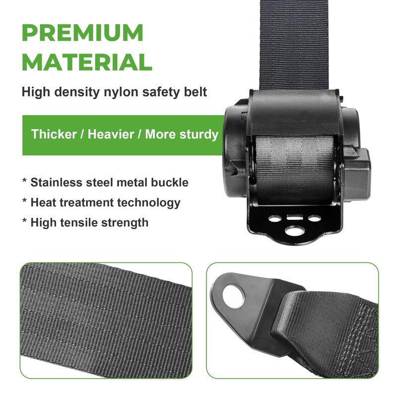 10L0L 3-Point Golf Cart Seat Belt Kit for EZGO TXT & Club Car DS, Retractable Safety Belts with Bracket, Street Legal