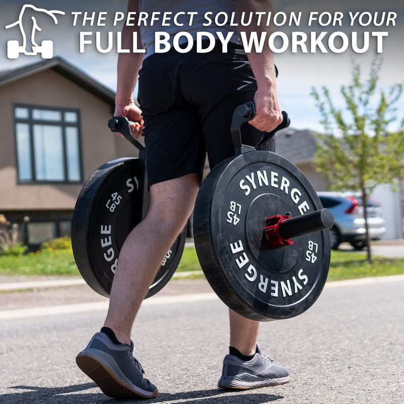 Synergee Farmer Walk Handles. Set of 2 Farmer Walk Carry Handles. Portable Exercise Equipment. 600lb Max Weight Capacity.