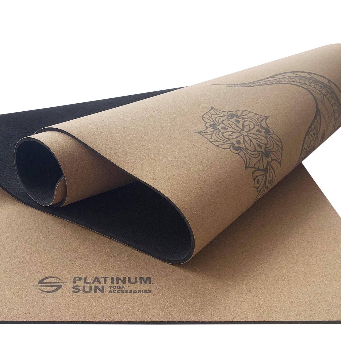 Platinum Sun Extra Large Non-Slip Cork Yoga Mat with Designs, with Carry Strap & Luxury Gift Box - Great for Hot Yoga, exercise, Pilates 73'' Long x 25'' Wide x 5mm thick (Original Elephant)