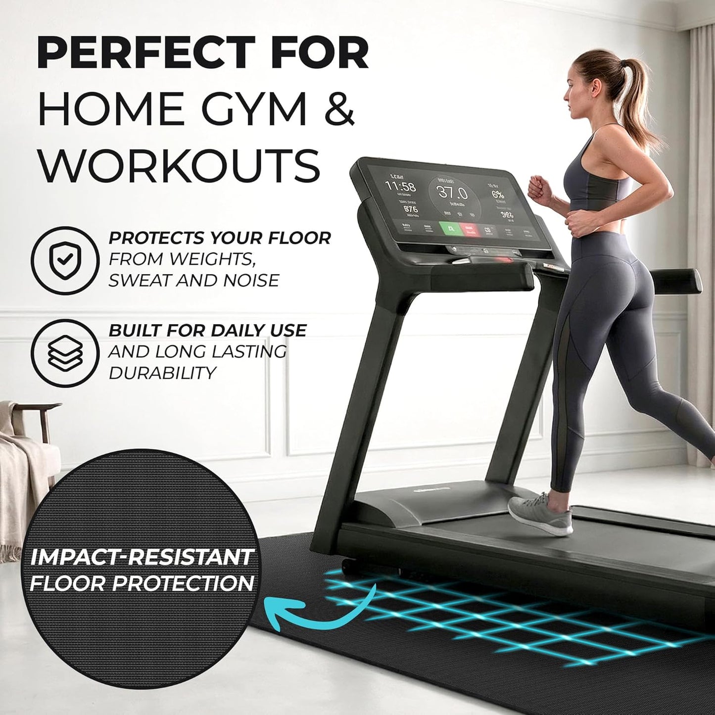 Gym Mats Set - 12 Pcs EVA Interlocking Foam Floor Tiles | 48 Sq Ft Protective Flooring for Home Workout & Exercise