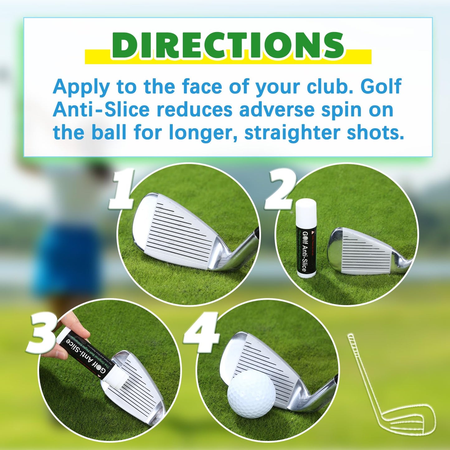 Halloscume 4 Pcs Golf Anti-Slice Anti-Slick Stick Compound for Clubs Boosts Distance and Increases Accuracy Gift for Golfer Supply(Classic Style)