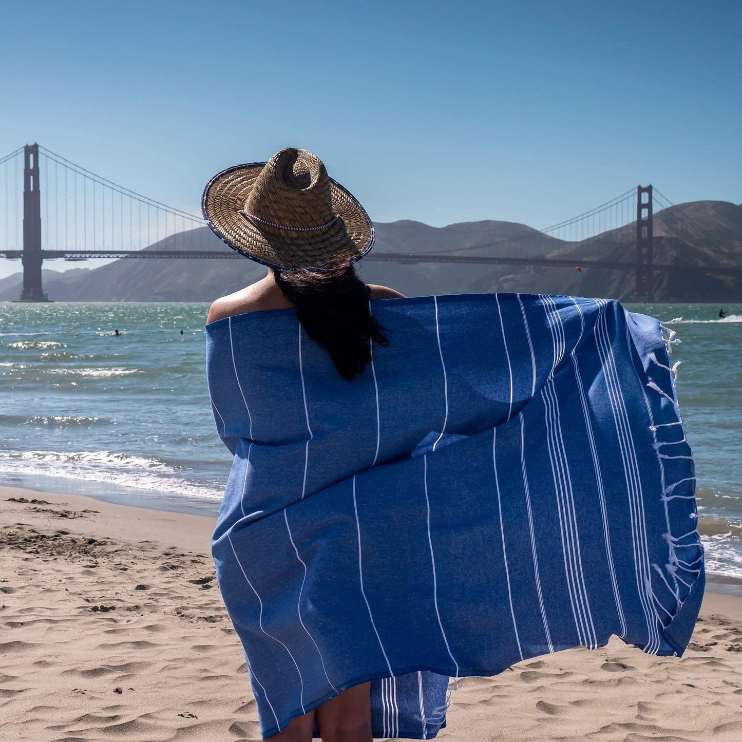 BAY LAUREL Turkish Beach Towel with Travel Bag 39 x 71 Quick Dry Sand Free Lightweight Large Oversized Towels Light