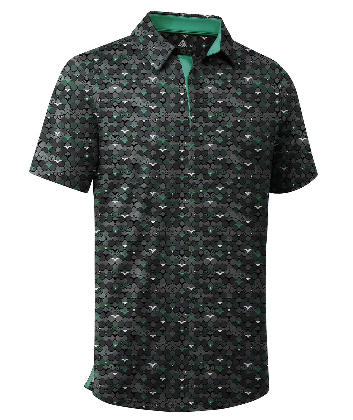 ZITY Men's Golf Shirts Short Sleeve Moisture Wicking Performance Print Patterns Casual Collared Golf Polo Shirt for Men Blackish Green