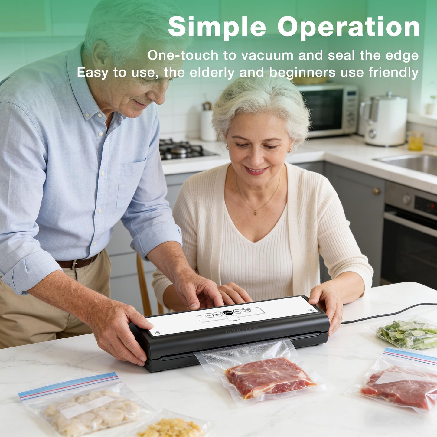 GUMLCOOD Automatic Vacuum Sealer Machine for Food with 10 Storage Bags
