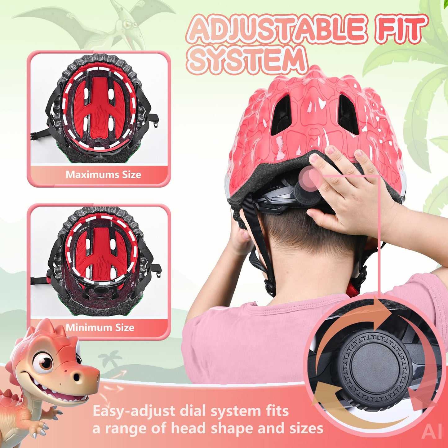 Safuty1st Toddler/Kids Bike Helmet Set for Boys Girls 3D Adjustable Kids Helmet Multi-Sports Skateboard Scooter Cycling Roller Balance Bike