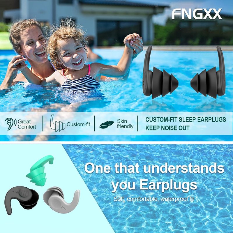 Kids Swimming Ear Plugs - Waterproof Reusable Silicone Earplugs for Boys & Girls | Ages 4-12