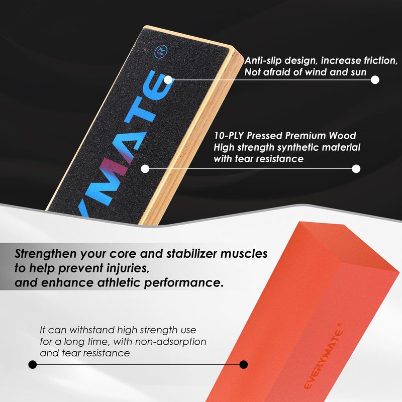 EVERYMATE Squat Block Athletic Balance Trainer for Stretching, Fitness, and Physical Therapy, Improve Balance, Stability, and Athletic Performance, Home Gym and Personal Training Equipment (Pink)
