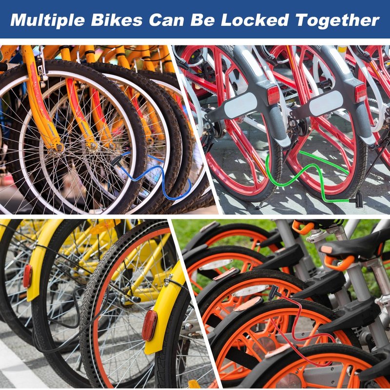 Afcabakila 10 Pcs Bike Lock Cable with Keys, Anti-Theft Steel Wire Bicycle Coiled Chain Lock ABS Shell 2 Keys for Scooter, Motorcycle, Gate, Resistant Heavy Duty Security Cable Locks 36.8 Inches