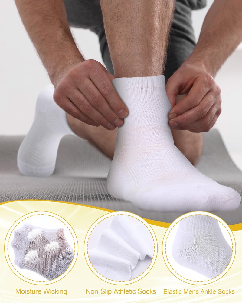 Langyiwee 30 Pack Cotton Men Athletic Ankle Socks Bulk Moisture Cushioned Wicking Quarter Sports Socks for Men Women