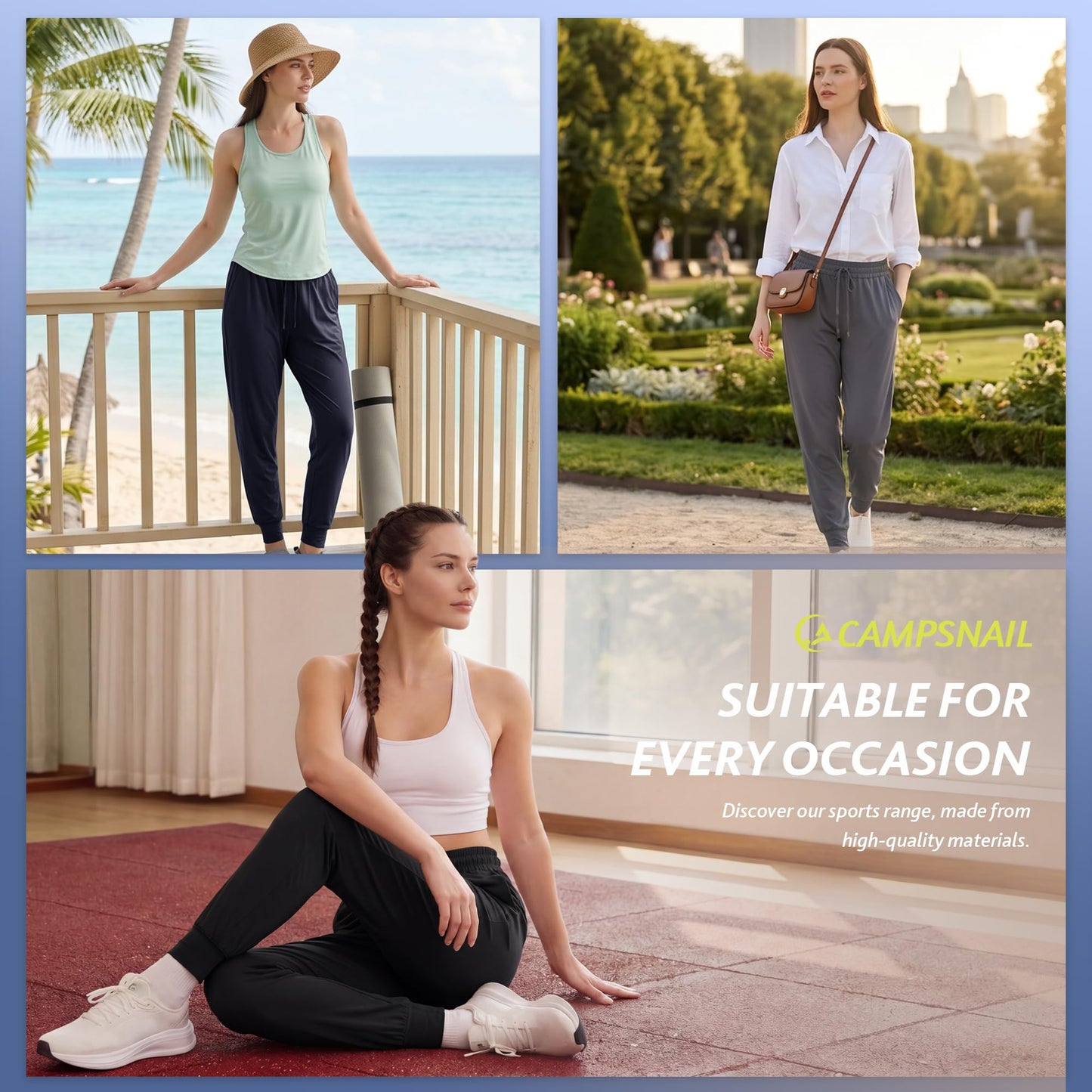 CAMPSNAIL Joggers for Women with Pockets - 27" Womens Sweatpants Yoga Lounge Relaxed-fit Pants for Workout Running