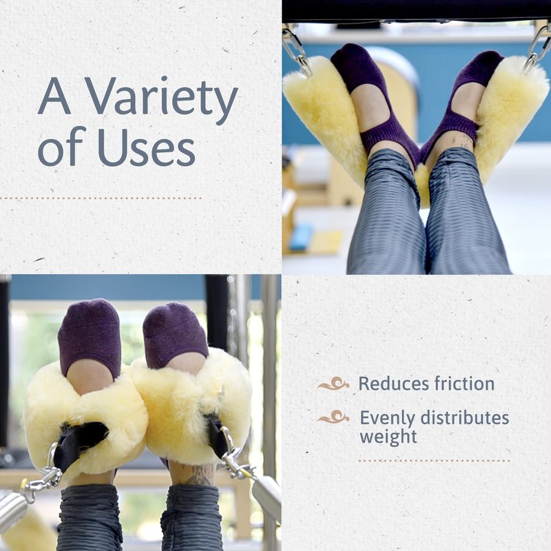 Sheepskin Ranch Sofsheep Sheepskin Pilates Fuzzies, Real Wool Strap Covers for Reformer & Cadillac Machines, Fitness Strap Cushion for Yoga & D-Ring Resistance Bands, Hypoallergenic, Washable, Pair
