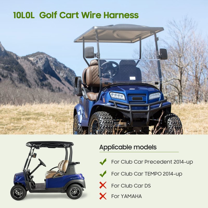 10L0L Golf Cart Main Wire Harness for Club Car Precedent & Tempo 2014-Up, Replaces OEM 104023201, Compatible with Gas & Electric Models