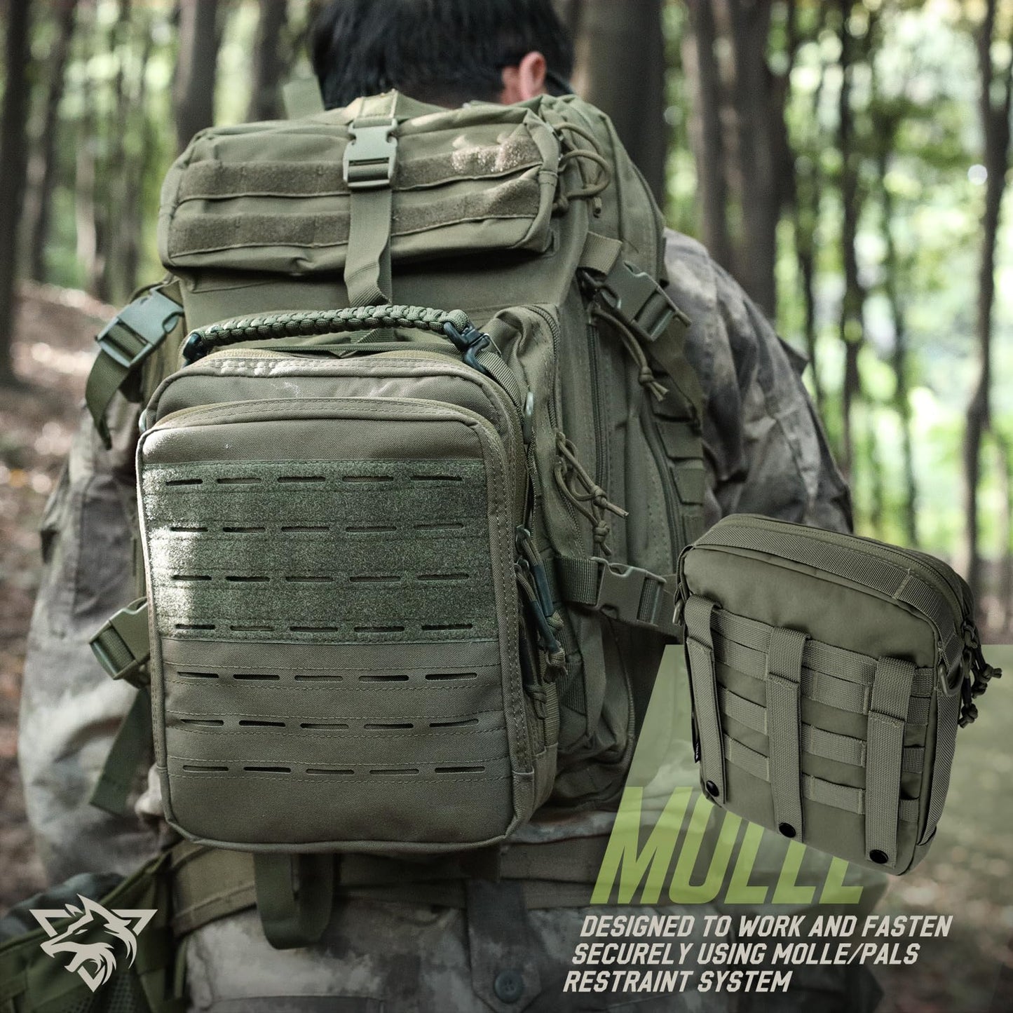 WYNEX Tactical Molle Admin Pouch, Utility EDC Pouch Organizer Modular Tool Pouch of Double Layer Design Medical EMT Attachment Bag Large Capacity with Elastic Webbing Insert Panel