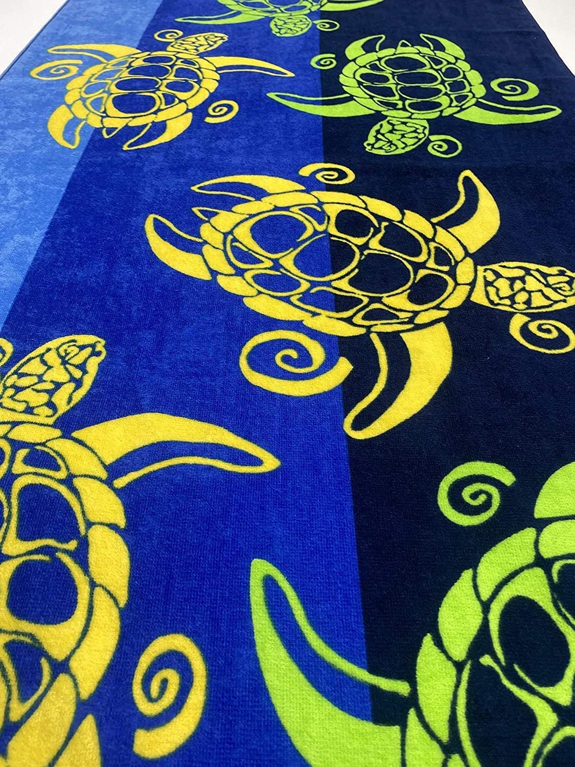 Kaufman - Beach Towels, 100% Soft, Plush Absorbent Cotton Velour, Large Size 30'' x 60'', Quick Dry Printed Beach, Pool and Bath Towel (SWM Turtles, 1)